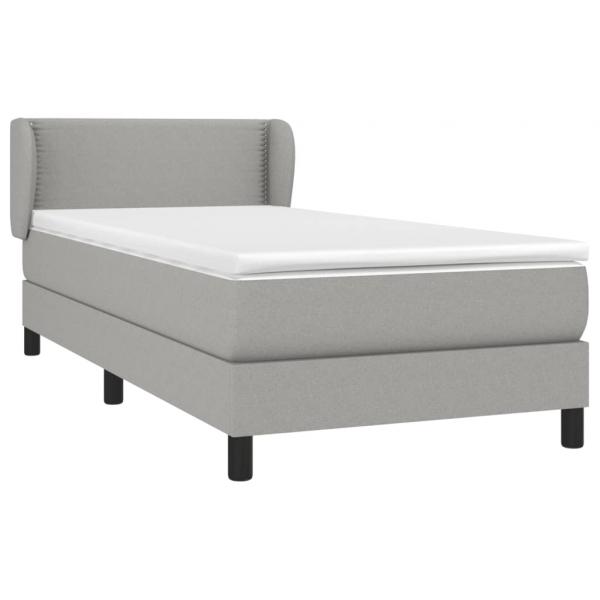 Boxspringbett mit Matratze Hellgrau 100x200 cm Stoff