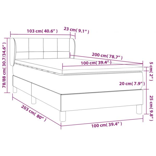 Boxspringbett mit Matratze Schwarz 100x200 cm Stoff