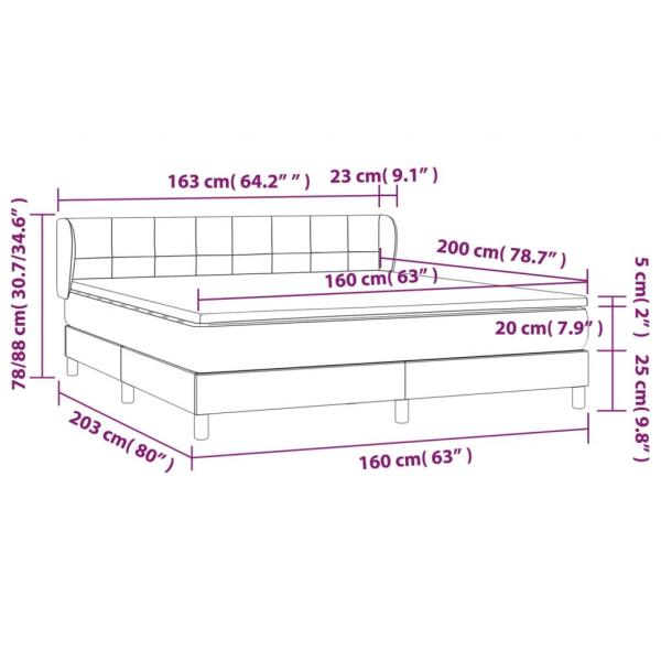 Boxspringbett mit Matratze Hellgrau 160x200 cm Stoff