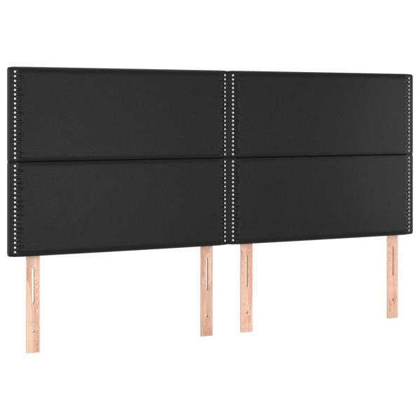 LED Kopfteil Schwarz 200x5x118/128 cm Kunstleder