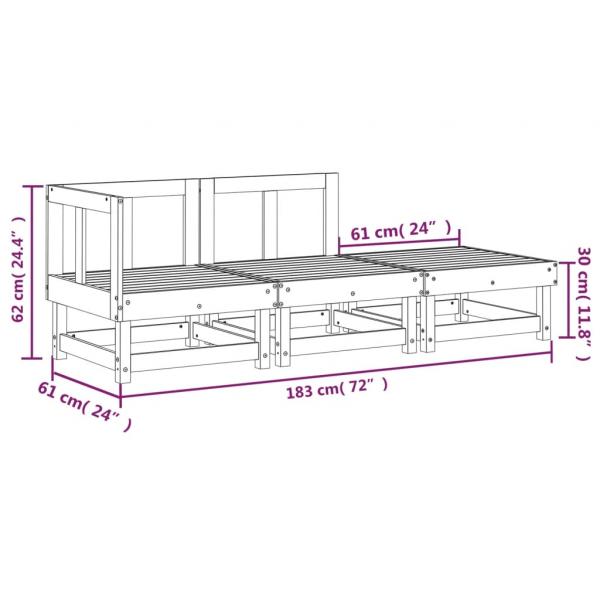 3-tlg. Garten-Lounge-Set Massivholz Douglasie