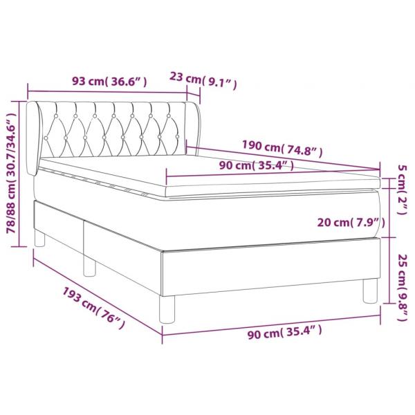 Boxspringbett mit Matratze Dunkelbraun 90x190 cm Stoff