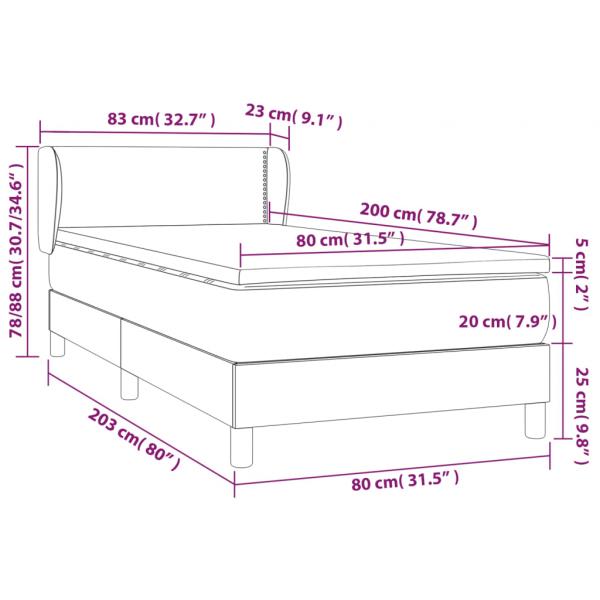 Boxspringbett mit Matratze Schwarz 80x200 cm Stoff