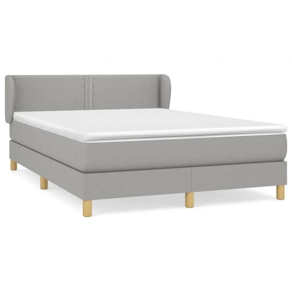 Boxspringbett mit Matratze Hellgrau 140x200 cm Stoff