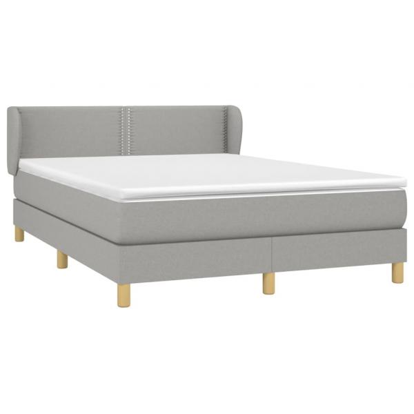 Boxspringbett mit Matratze Hellgrau 140x200 cm Stoff