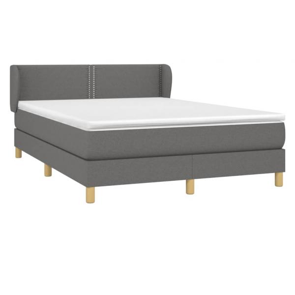 Boxspringbett mit Matratze Dunkelgrau 140x200 cm Stoff