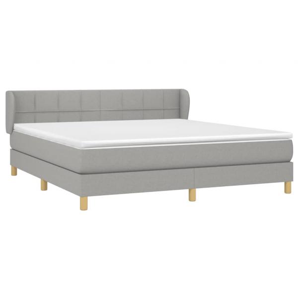 Boxspringbett mit Matratze Hellgrau 180x200 cm Stoff