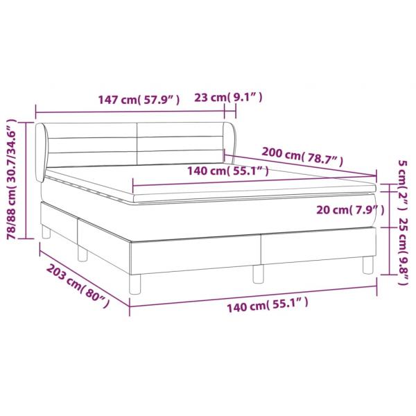 Boxspringbett mit Matratze Dunkelgrau 140x200 cm Stoff