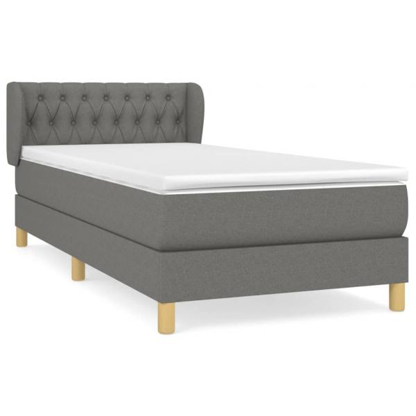 Boxspringbett mit Matratze Dunkelgrau 90x190 cm Stoff