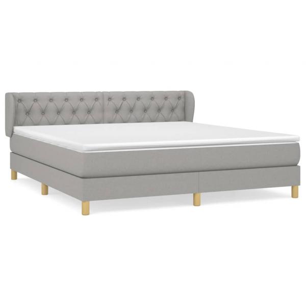 Boxspringbett mit Matratze Hellgrau 160x200 cm Stoff