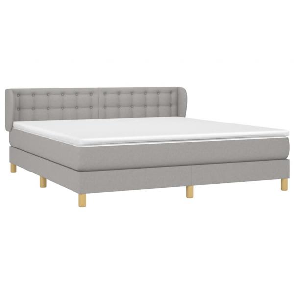 Boxspringbett mit Matratze Hellgrau 180x200 cm Stoff