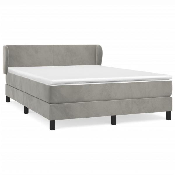 Boxspringbett mit Matratze Hellgrau 140x190 cm Samt