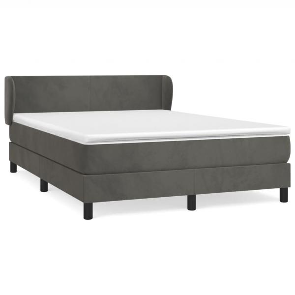 Boxspringbett mit Matratze Dunkelgrau 140x190 cm Samt