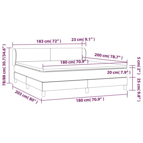 Boxspringbett mit Matratze Dunkelgrau 180x200 cm Samt