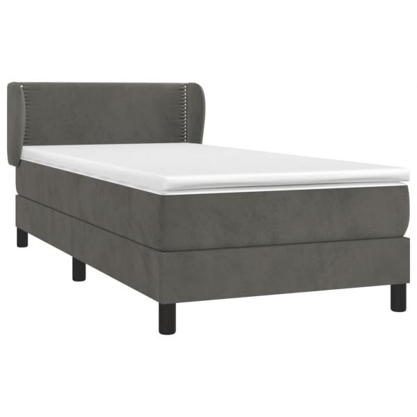 Boxspringbett mit Matratze Dunkelgrau 90x200 cm Samt