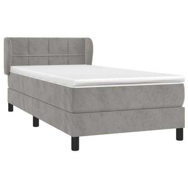 Boxspringbett mit Matratze Hellgrau 100x200 cm Samt