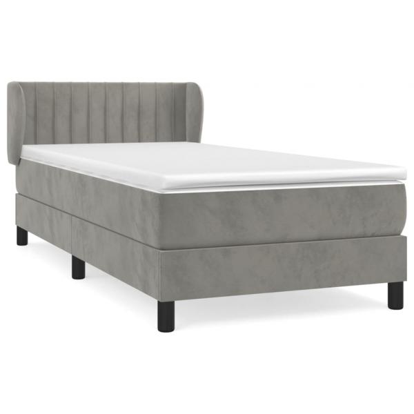 Boxspringbett mit Matratze Hellgrau 100x200 cm Samt