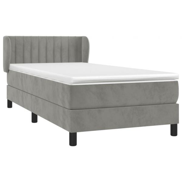 Boxspringbett mit Matratze Hellgrau 100x200 cm Samt