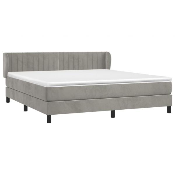 Boxspringbett mit Matratze Hellgrau 160x200 cm Samt