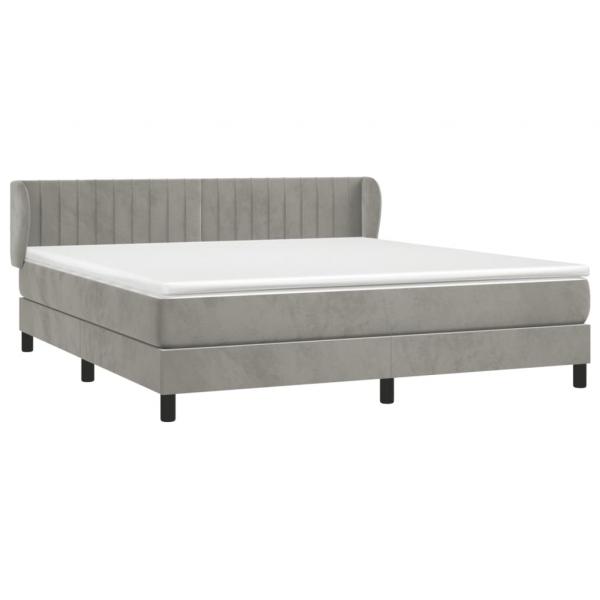 Boxspringbett mit Matratze Hellgrau 180x200 cm Samt