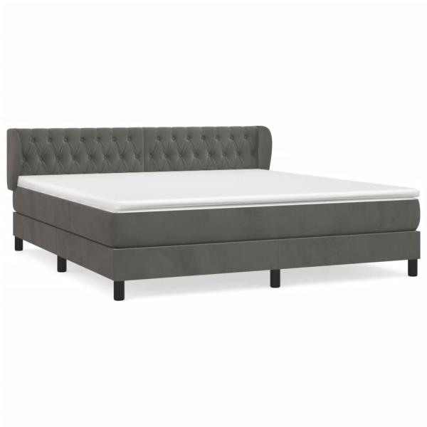 Boxspringbett mit Matratze Dunkelgrau 160x200 cm Samt