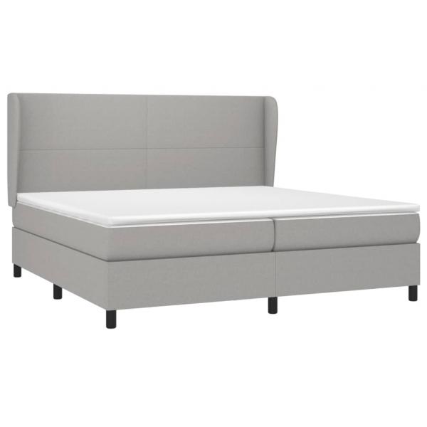 Boxspringbett mit Matratze Hellgrau 200x200 cm Stoff