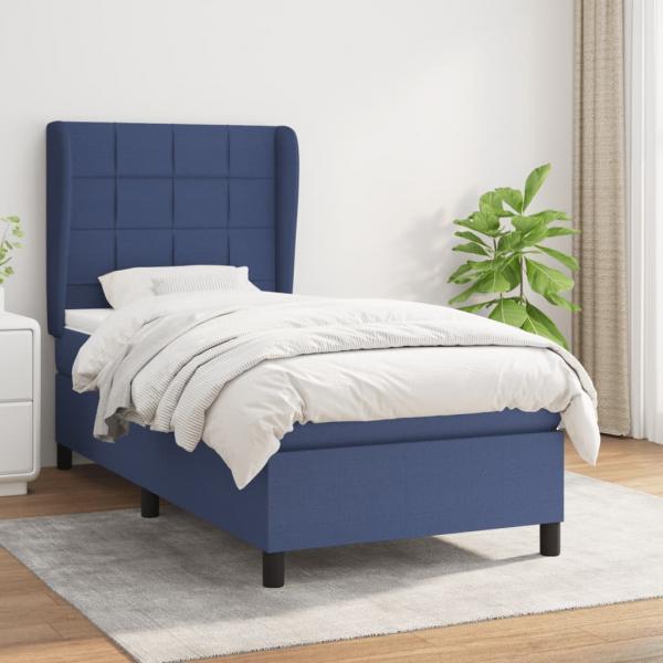 ARDEBO.de - Boxspringbett mit Matratze Blau 90x190 cm Stoff