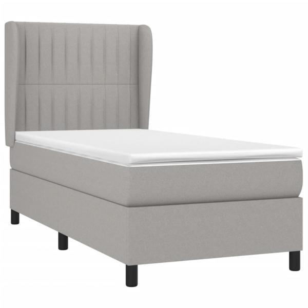 Boxspringbett mit Matratze Hellgrau 90x190 cm Stoff