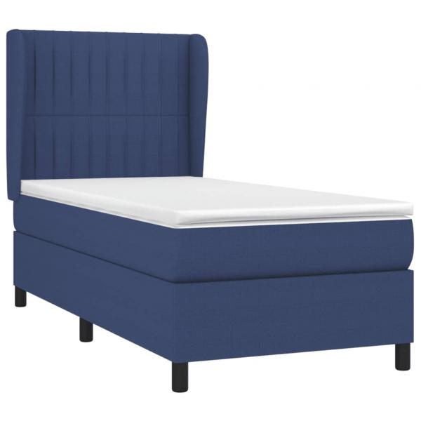 Boxspringbett mit Matratze Blau 90x200 cm Stoff