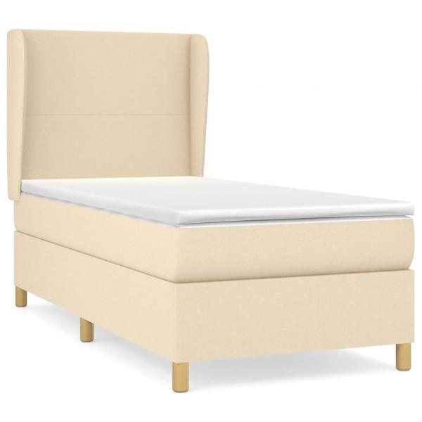 Boxspringbett mit Matratze Creme 90x200 cm Stoff