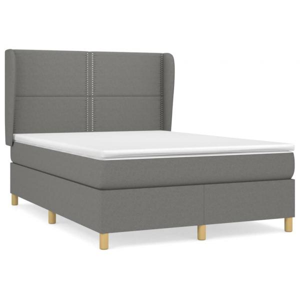 Boxspringbett mit Matratze Dunkelgrau 140x190 cm Stoff