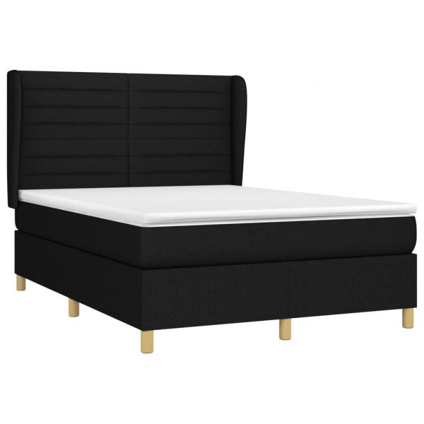 Boxspringbett mit Matratze Schwarz 140x190 cm Stoff