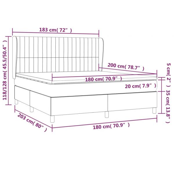 Boxspringbett mit Matratze Schwarz 180x200 cm Stoff