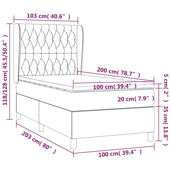 Boxspringbett mit Matratze Dunkelgrau 100x200 cm Stoff