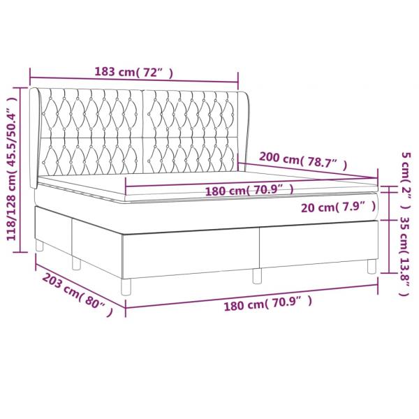 Boxspringbett mit Matratze Schwarz 180x200 cm Stoff