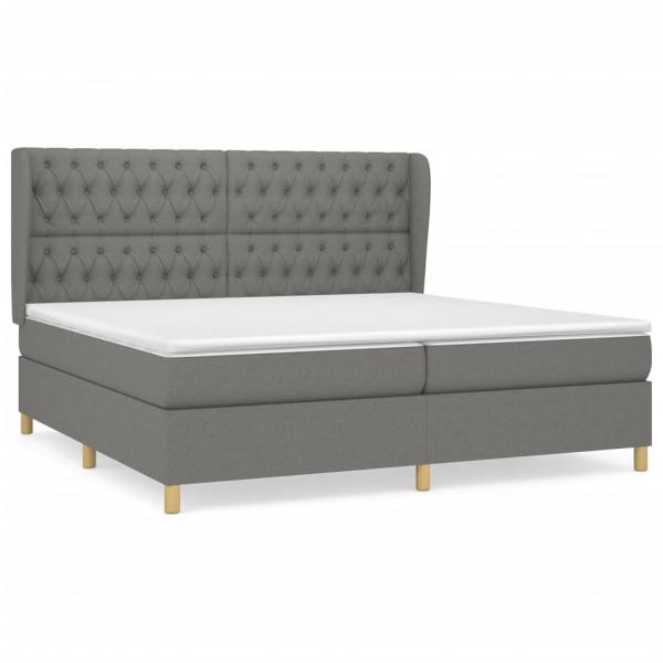 Boxspringbett mit Matratze Dunkelgrau 200x200 cm Stoff