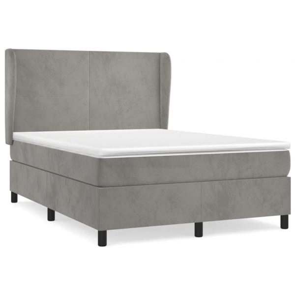 Boxspringbett mit Matratze Hellgrau 140x190 cm Samt