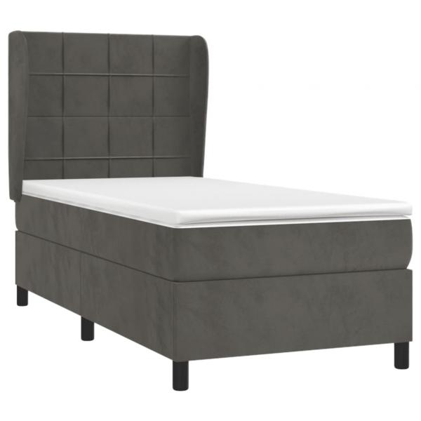 Boxspringbett mit Matratze Dunkelgrau 90x190 cm Samt