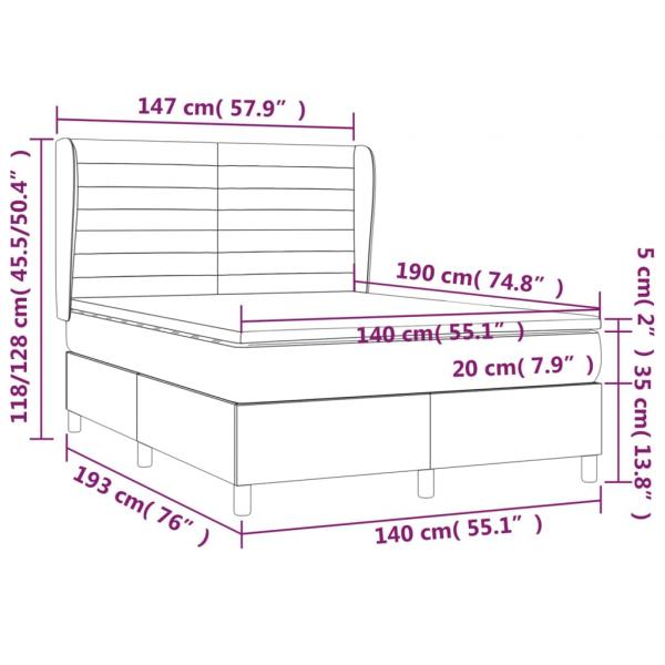 Boxspringbett mit Matratze Dunkelgrau 140x190 cm Samt