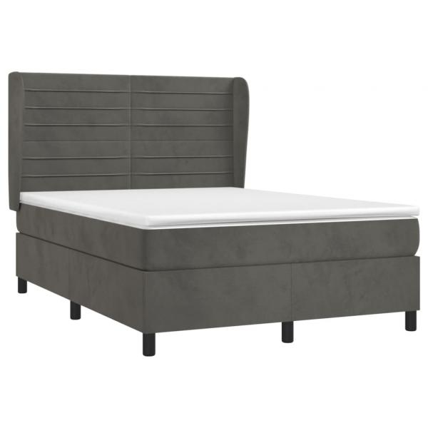 Boxspringbett mit Matratze Dunkelgrau 140x200 cm Samt