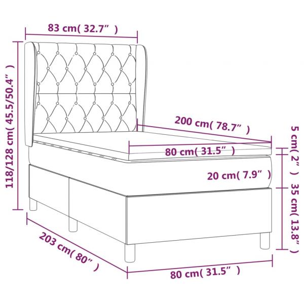 Boxspringbett mit Matratze Hellgrau 80x200 cm Samt