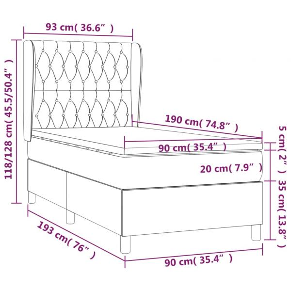 Boxspringbett mit Matratze Schwarz 90x190 cm Samt