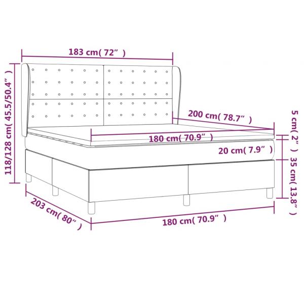 Boxspringbett mit Matratze Dunkelgrau 180x200 cm Samt