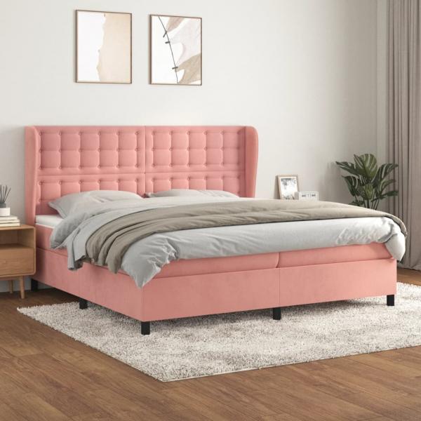 ARDEBO.de - Boxspringbett mit Matratze Rosa 200x200 cm Samt