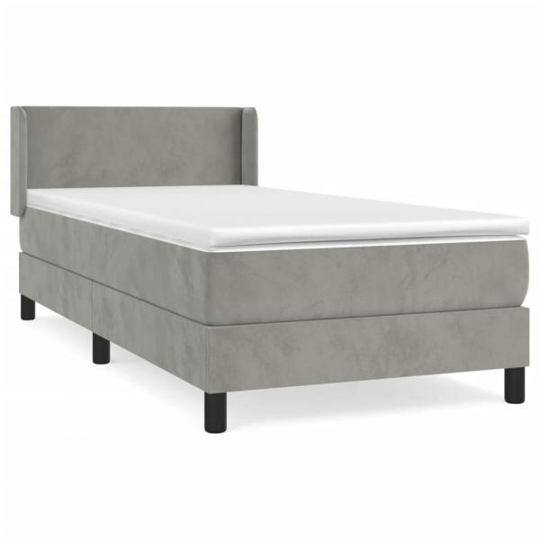 Boxspringbett mit Matratze Hellgrau 90x200 cm Samt