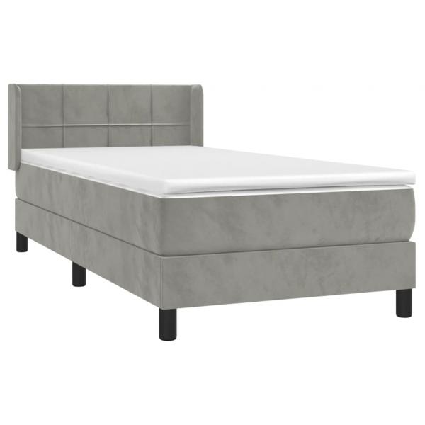 Boxspringbett mit Matratze Hellgrau 100x200 cm Samt