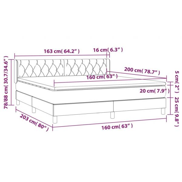 Boxspringbett mit Matratze Hellgrau 160x200 cm Samt