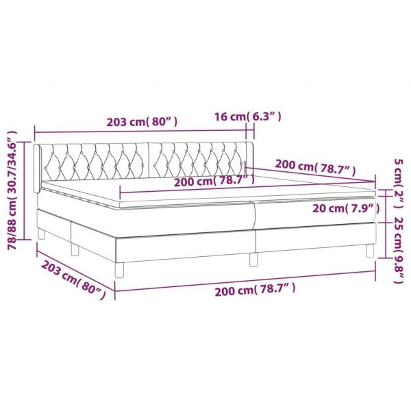 Boxspringbett mit Matratze Dunkelgrau 200x200 cm Samt