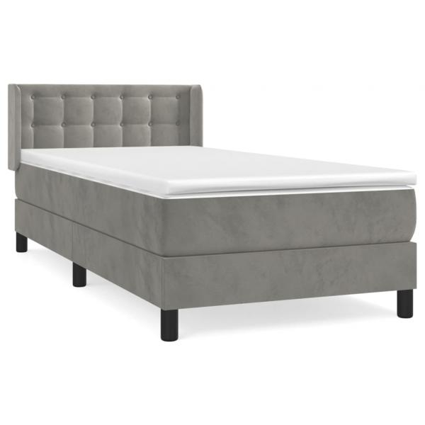 Boxspringbett mit Matratze Hellgrau 90x200 cm Samt