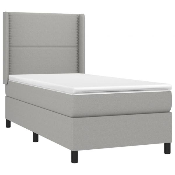 Boxspringbett mit Matratze Hellgrau 100x200 cm Stoff